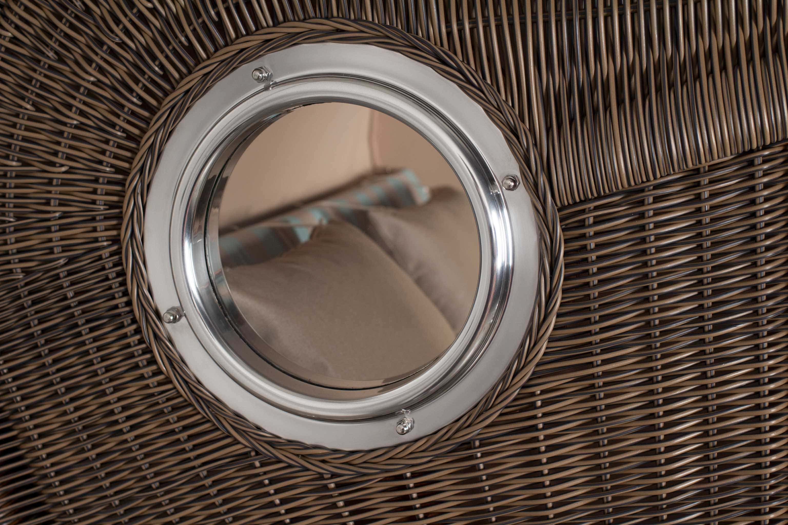 Strandkorb Rantum Bullauge Mahagoni PE Grey Dessin 520 Grau